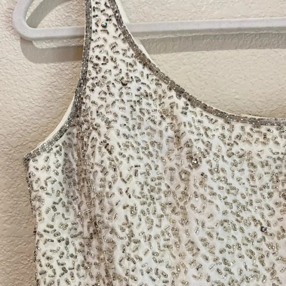 JE MATADI by Sean Mehta White Formal Evening Gown One Shoulder Beaded Size XS - Picture 4 of 8